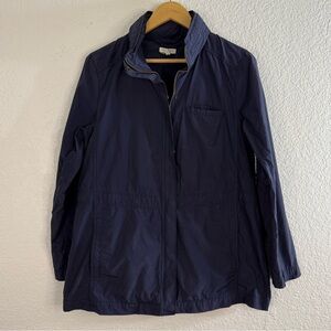 Eileen Fisher Navy blue cotton nylon blend windbreaker rain Jacket Medium Minima